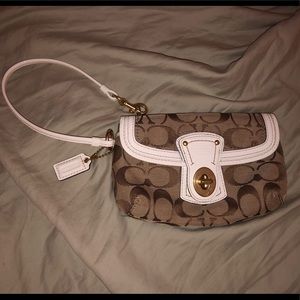 Vintage Y2K Brown & White Coach Logo Wristlet